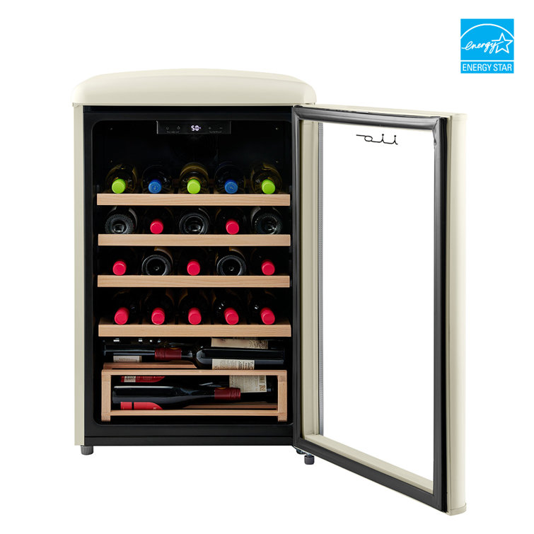 Wine fridge 2025 wood shelves